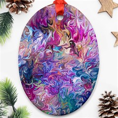 Painted Flames Oval Ornament (two Sides) by kaleidomarblingart