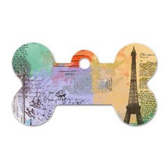 Scrapbook Paris Vintage France Dog Tag Bone (two Sides) by Mog4mog4