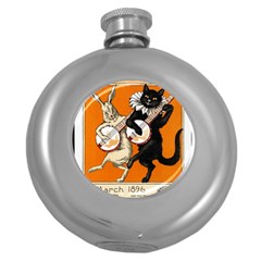 Vintage Poster Ad Retro Design Round Hip Flask (5 Oz) by Mog4mog4