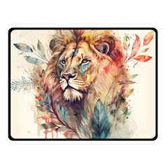 Lion Africa African Art Two Sides Fleece Blanket (small) by Mog4mog4