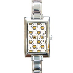 Lion Heads Pattern Design Doodle Rectangle Italian Charm Watch by Mog4mog4