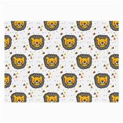 Lion Heads Pattern Design Doodle Large Glasses Cloth by Mog4mog4