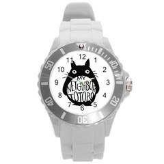 My Neighbor Totoro Black And White Round Plastic Sport Watch (l) by Mog4mog4