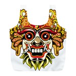 Bali Barong Mask Euclidean Vector Chiefs Face Full Print Recycle Bag (L) Front