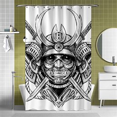 Drawing Samurai Tattoo Sketch Japanese Samurai Shower Curtain 48  X 72  (small)  by Mog4mog4