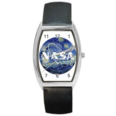 Vincent Van Gogh Starry Night Art Painting Planet Galaxy Barrel Style Metal Watch by Mog4mog4