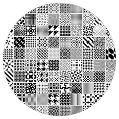 Black And White Geometric Patterns Round Trivet by Bakwanart