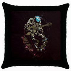 Astronaut Playing Guitar Parody Throw Pillow Case (black) by Bakwanart