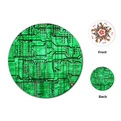 Green Circuit Board Computer Playing Cards Single Design (round) by Bakwanart