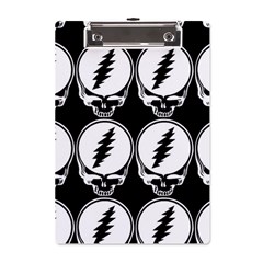 Black And White Deadhead Grateful Dead Steal Your Face Pattern A5 Acrylic Clipboard by 99art