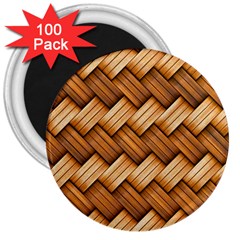 Wooden Weaving Texture 3  Magnets (100 Pack) by 99art