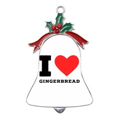 I Love Gingerbread Metal Holly Leaf Bell Ornament by ilovewhateva