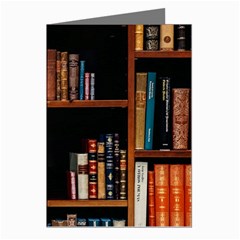 Assorted Title Of Books Piled In The Shelves Assorted Book Lot Inside The Wooden Shelf Greeting Cards (pkg Of 8) by 99art