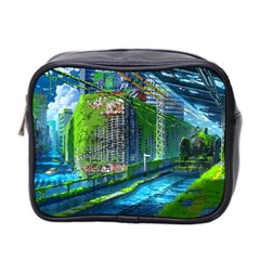 Anime Landscape Apocalyptic Ruins Water City Cityscape Mini Toiletries Bag (two Sides) by 99art