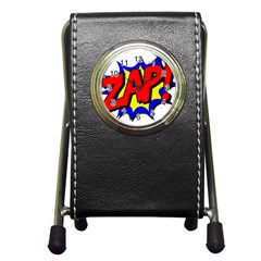 Zap Comic Book Fight Pen Holder Desk Clock by 99art