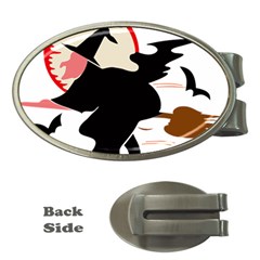 Bat Broom Broomstick Money Clips (oval)  by 99art