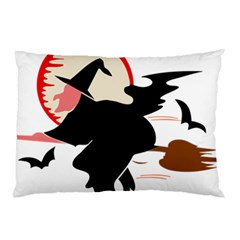 Bat Broom Broomstick Pillow Case by 99art