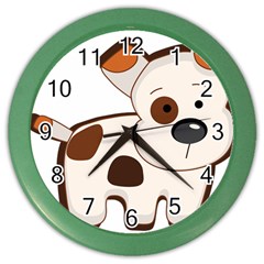 Animation-dog-cute-cartoon-drawing Color Wall Clock by 99art