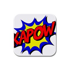 Kapow-comic-comic-book-fight Rubber Square Coaster (4 Pack) by 99art