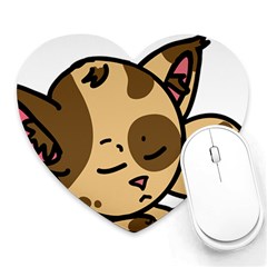 Cat-cartoon-pet-kitten-character Heart Mousepad by 99art