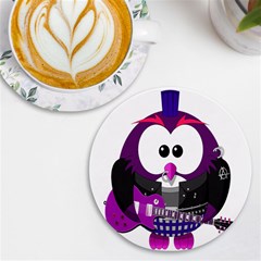 Bird-music-animation-animal Uv Print Round Tile Coaster by 99art