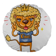 Animation-lion-animals-king-cool Large 18  Premium Round Cushions by 99art