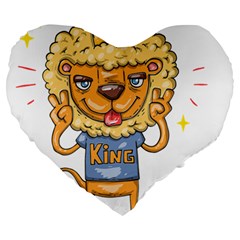 Animation-lion-animals-king-cool Large 19  Premium Heart Shape Cushions by 99art