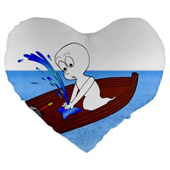 Spirit-boat-funny-comic-graphic Large 19  Premium Flano Heart Shape Cushions by 99art