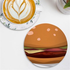 Hamburger-cheeseburger-burger-lunch Uv Print Round Tile Coaster by 99art