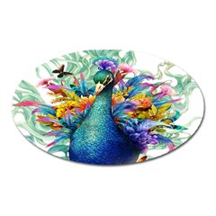 Bird-peafowl-painting-drawing-feather-birds Oval Magnet by 99art