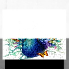 Bird-peafowl-painting-drawing-feather-birds Rectangular Jigsaw Puzzl by 99art