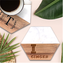 I Love Ginger Marble Wood Coaster (hexagon)  by ilovewhateva