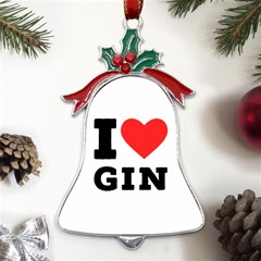 I Love Gin Metal Holly Leaf Bell Ornament by ilovewhateva