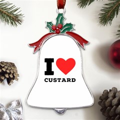 I Love Custard Metal Holly Leaf Bell Ornament by ilovewhateva