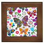 Butterflies Abstract Colorful Floral Flowers Vector Framed Tile Front