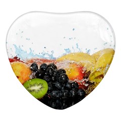 Variety Of Fruit Water Berry Food Splash Kiwi Grape Heart Glass Fridge Magnet (4 Pack) by B30l