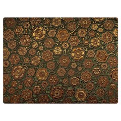 Brown And Green Floral Print Textile Ornament Pattern Texture Premium Plush Fleece Blanket (extra Small) by danenraven