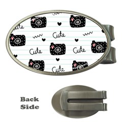 Cute Cameras Doodles Hand Drawn Money Clips (oval)  by Cowasu