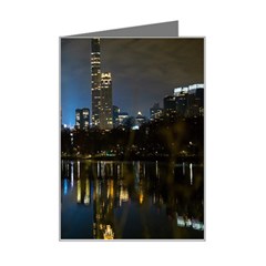 New York Night Central Park Skyscrapers Skyline Mini Greeting Card by Cowasu