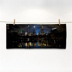 New York Night Central Park Skyscrapers Skyline Hand Towel by Cowasu