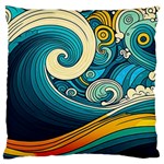 Waves Wave Ocean Sea Abstract Whimsical Abstract Art Large Premium Plush Fleece Cushion Case (One Side) Front