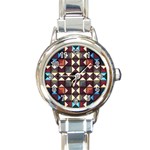 Symmetry Geometric Pattern Texture Round Italian Charm Watch Front