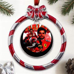 Carlos Sainz Metal Red Ribbon Round Ornament by Boster123