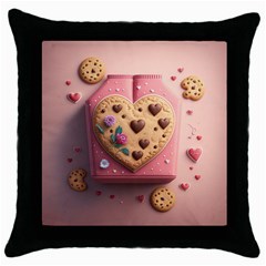 Cookies Valentine Heart Holiday Gift Love Throw Pillow Case (black) by Ndabl3x