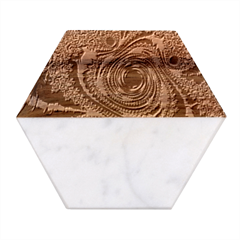 Geometric Art Fractal Abstract Art Marble Wood Coaster (hexagon)  by Ndabl3x