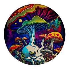 Mushrooms Fungi Psychedelic Round Glass Fridge Magnet (4 Pack) by Ndabl3x