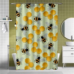 Honey Bee Bees Pattern Shower Curtain 48  X 72  (small)  by Ndabl3x