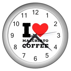 I Love Macchiato Coffee Wall Clock (silver) by ilovewhateva