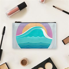 Tsunami Tidal Wave Minimalist Logo Ocean Sea Cosmetic Bag (small) by Wav3s