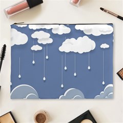 Blue Clouds Rain Raindrops Weather Sky Raining Cosmetic Bag (xl) by Wav3s